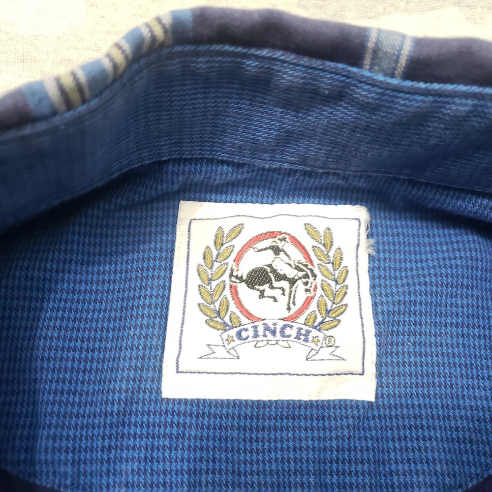 Cinch Shirt Mens 2XL Blue Pockets Long Sleeve Button-Up Plaid Western Ranch‎ - Picture 5 of 9